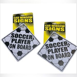 New Set of 2 “Soccer Player on Board” Car Window Signs